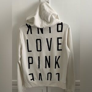 Pink Victoria’s Secret Hoodie Sweatshirt Size M White Color